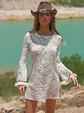 Miss June Paris Ornate Beaded Fringe Lace Cocktail Dress Party Wedding Bridal
